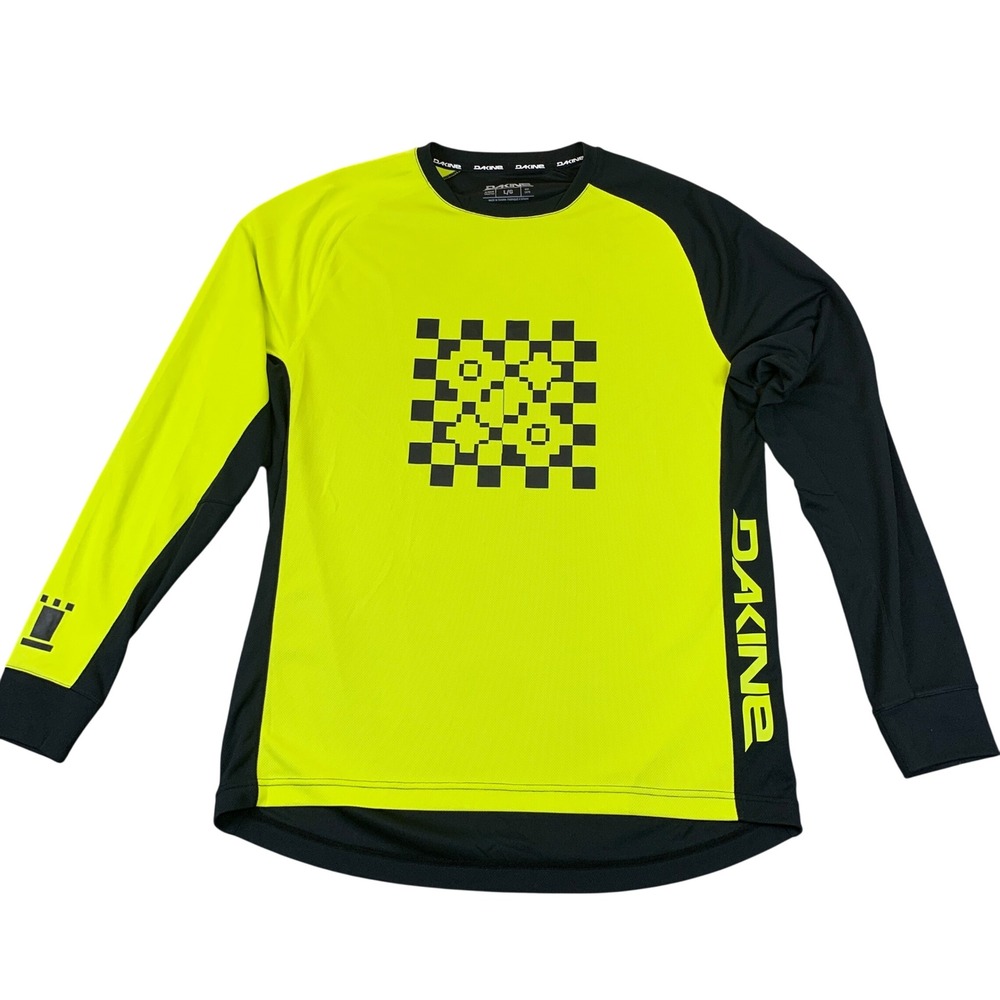 Dakine Mens Long Sleeve Mountain Bike Jersey Neon Yellow Black Large MTB Trail
